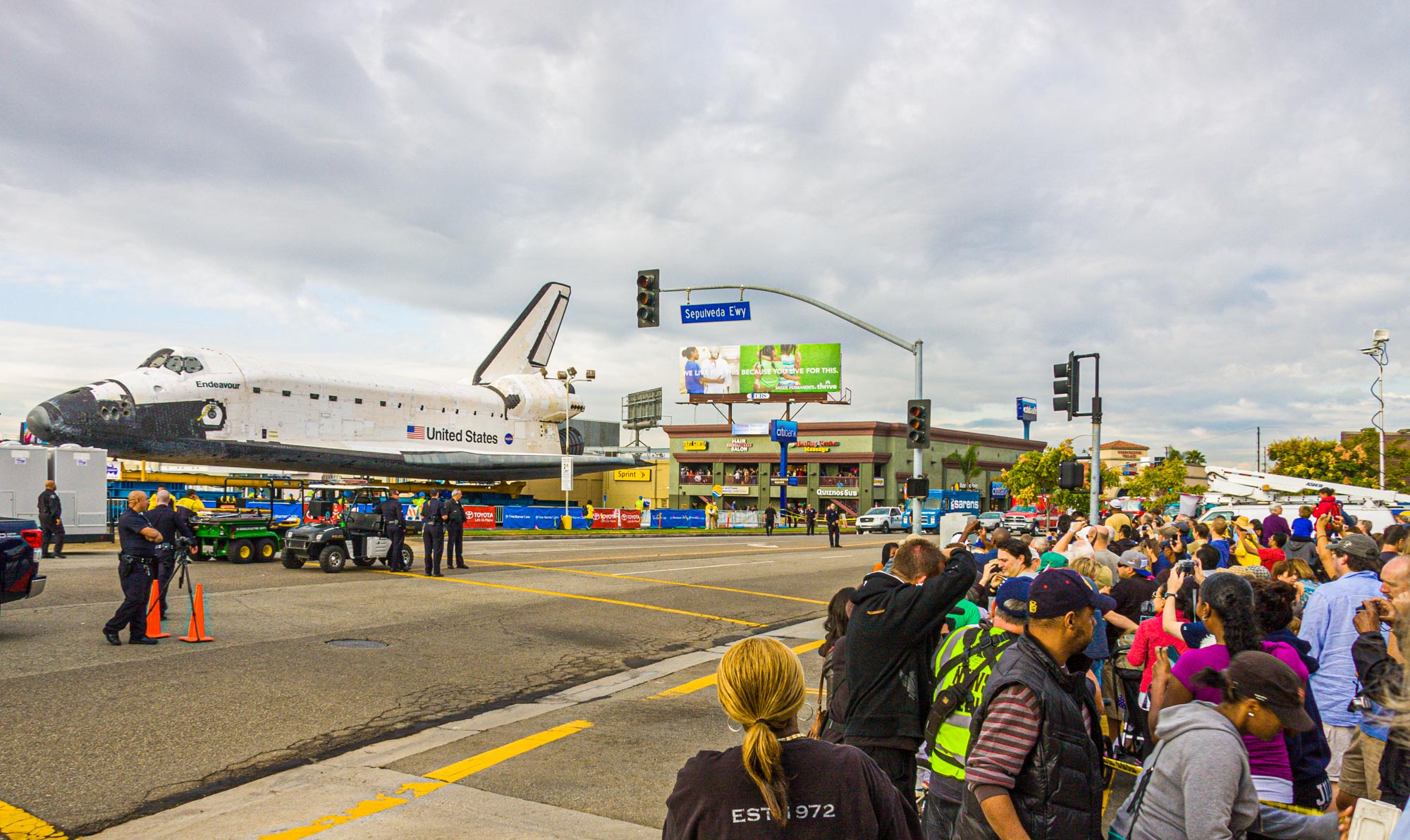 Space Shuttle Endeavour Moves Through Streets of Los Angeles